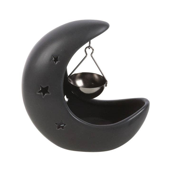 Black Crescent Moon Hanging Oil Burner Candle holders - Gothic & Alternative Gift - Haunted