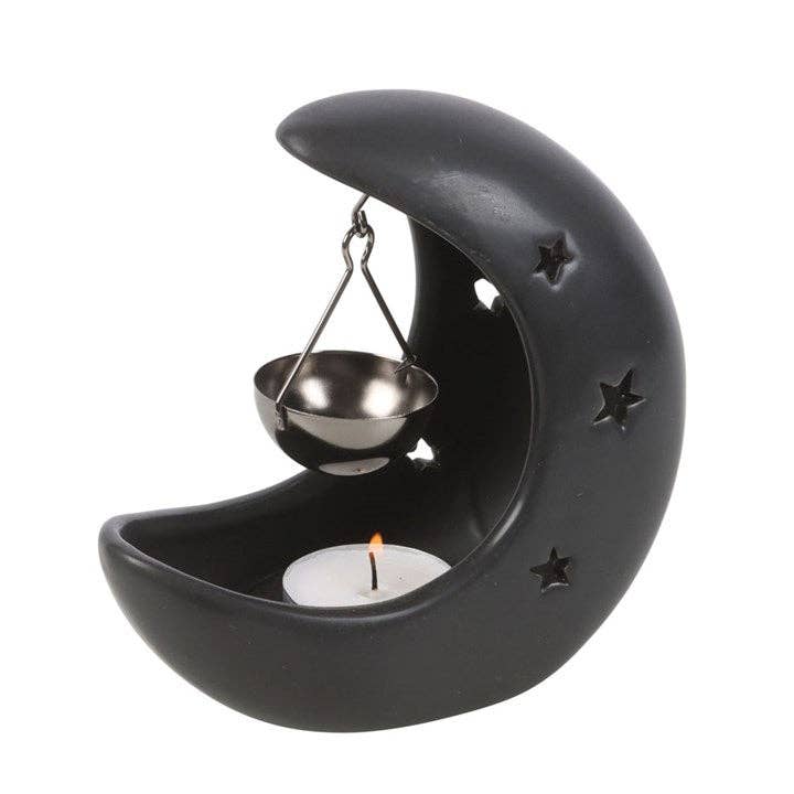 Black Crescent Moon Hanging Oil Burner Candle holders - Gothic & Alternative Gift - Haunted