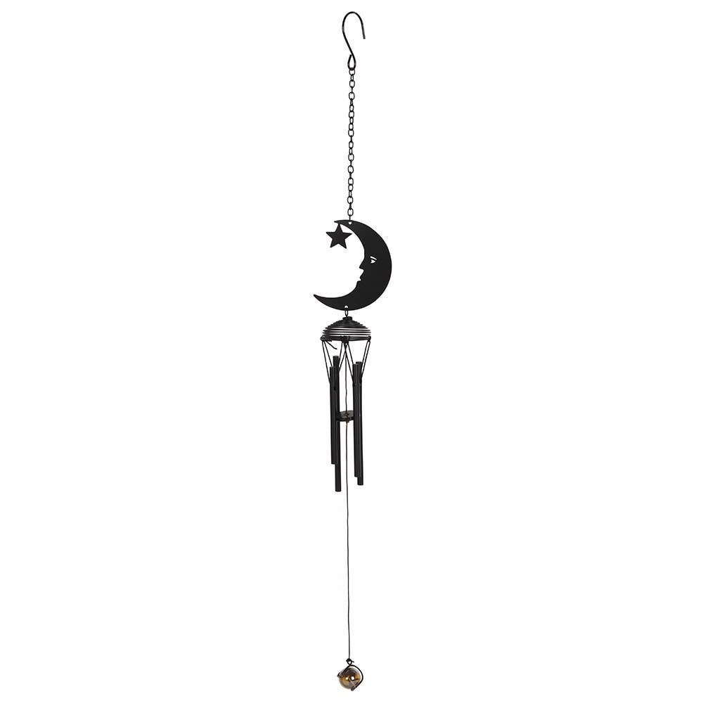 Black Crescent Moon Windchime Crystal - Gothic & Alternative Gift - Haunted
