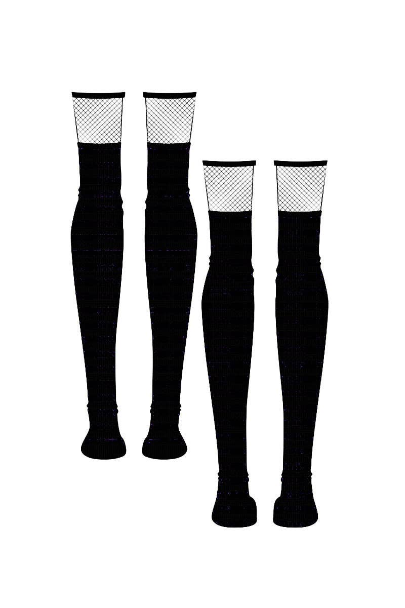 Black Fishnet Garter Thigh High Socks Accessories - Gothic & Alternative Gift - Haunted