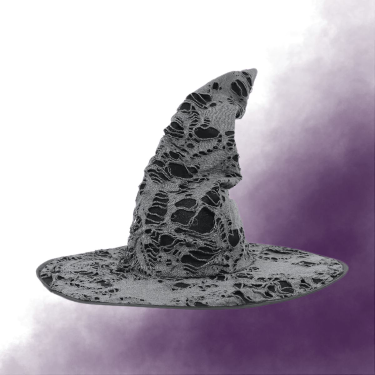Black & Grey Distressed Witch Hat with Wide Brim Costumes - Gothic & Alternative Gift - Haunted