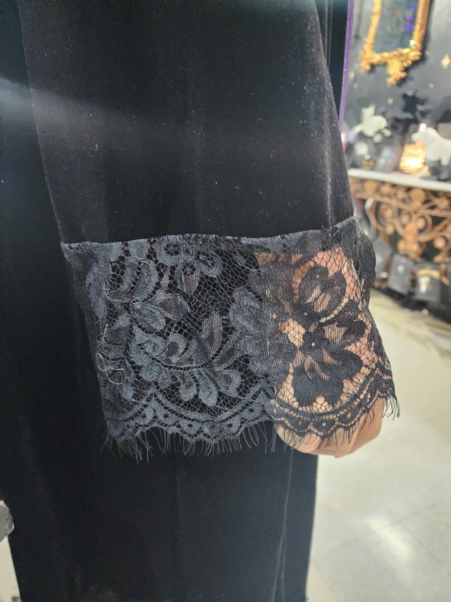 Black Lace Cloak Long Coat Cape Cardigan Clothing - Gothic & Alternative Gift - Haunted