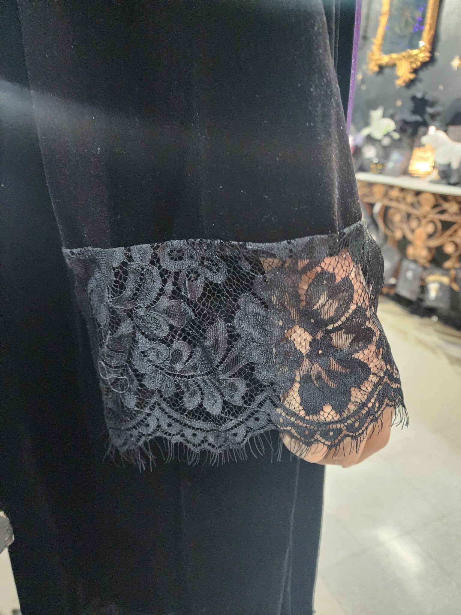 Black Lace Cloak Long Coat Cape Cardigan Clothing - Gothic & Alternative Gift - Haunted