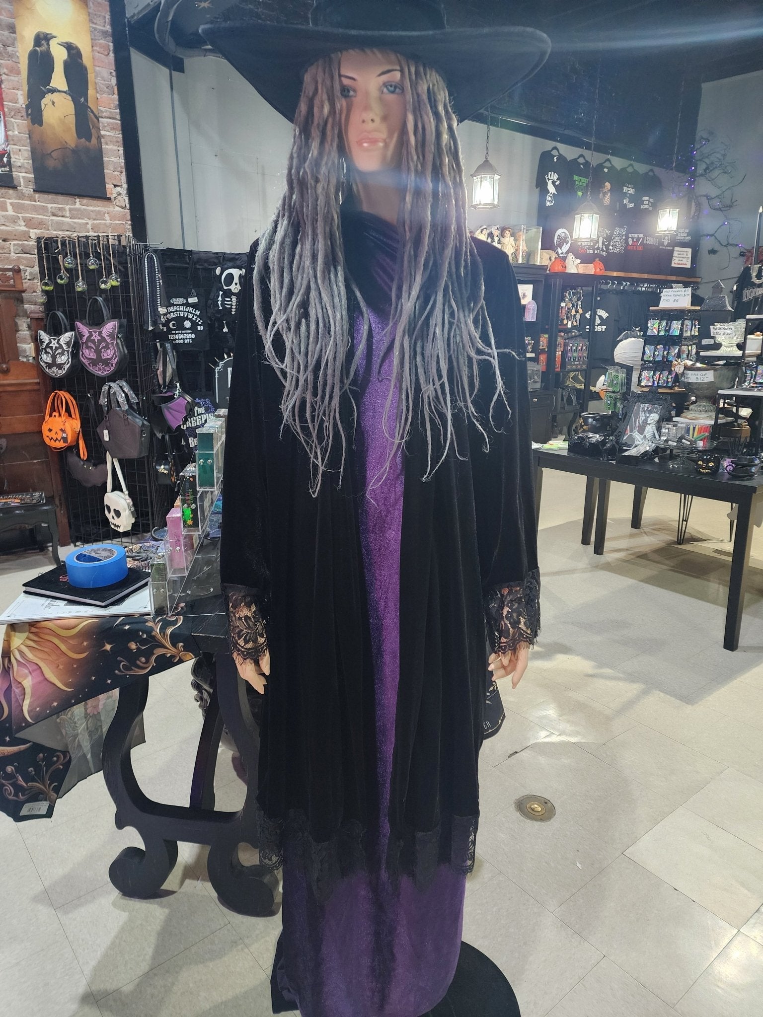Black Lace Cloak Long Coat Cape Cardigan Clothing - Gothic & Alternative Gift - Haunted