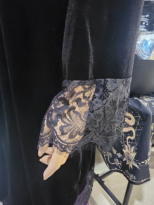 Black Lace Cloak Long Coat Cape Cardigan Clothing - Gothic & Alternative Gift - Haunted