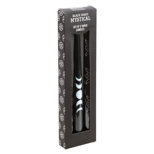Black Magic Mystical Set of 3 Taper Candles Candles - Gothic & Alternative Gift - Haunted