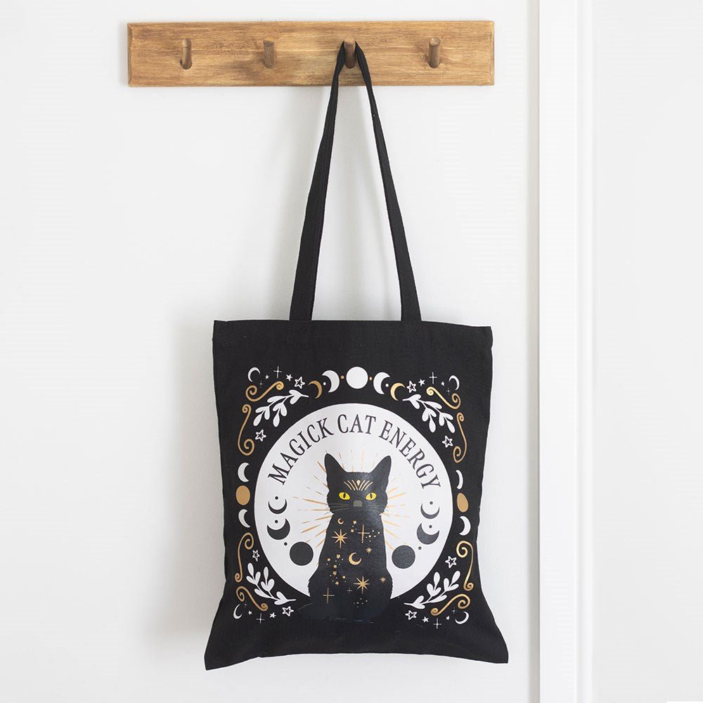 Black Magick Cat Energy Tote Bag Books - Gothic & Alternative Gift - Haunted