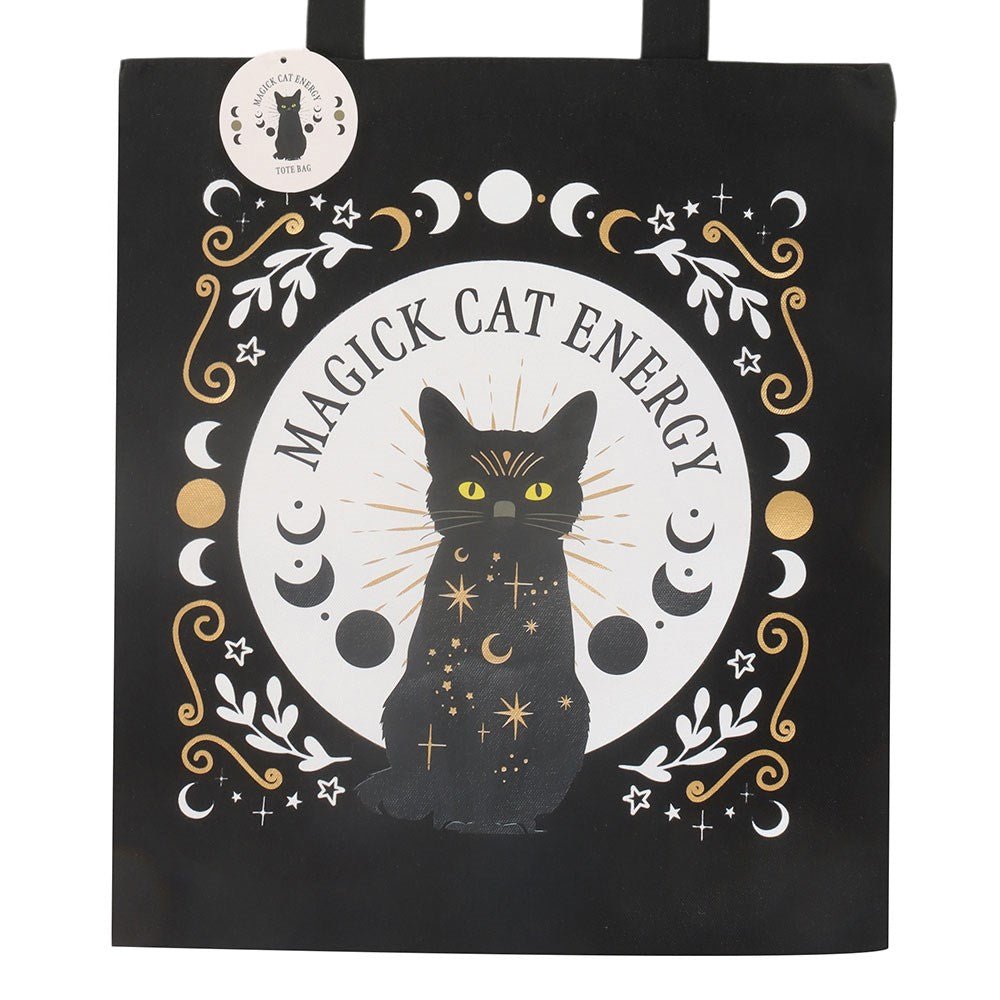 Black Magick Cat Energy Tote Bag Books - Gothic & Alternative Gift - Haunted