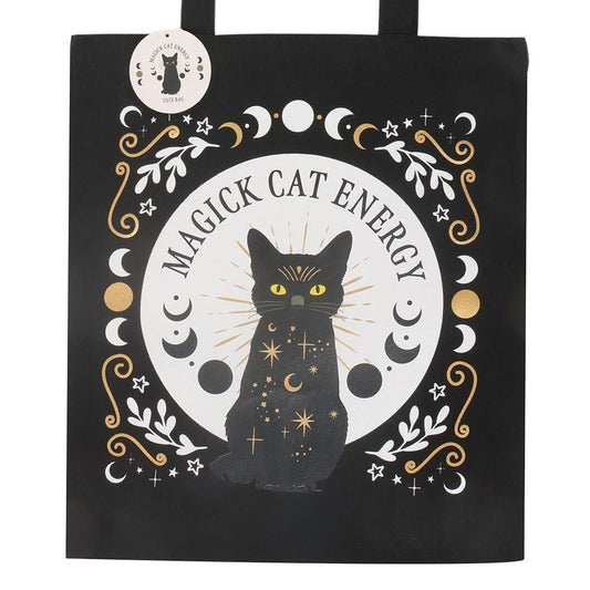 Black Magick Cat Energy Tote Bag Books - Gothic & Alternative Gift - Haunted