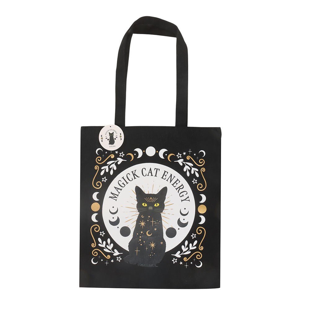Black Magick Cat Energy Tote Bag Books - Gothic & Alternative Gift - Haunted