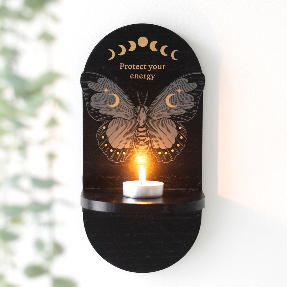 Black Moth Altar Shelf Moon Phases Witch Supplies - Gothic & Alternative Gift - Haunted