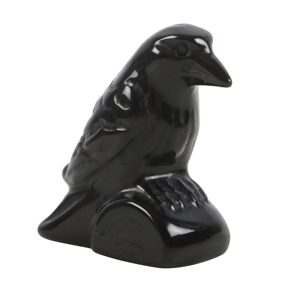 Black Obsidian Raven Ornament in a Bag Crystal - Gothic & Alternative Gift - Haunted