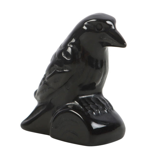 Black Obsidian Raven Ornament in a Bag Crystal - Gothic & Alternative Gift - Haunted