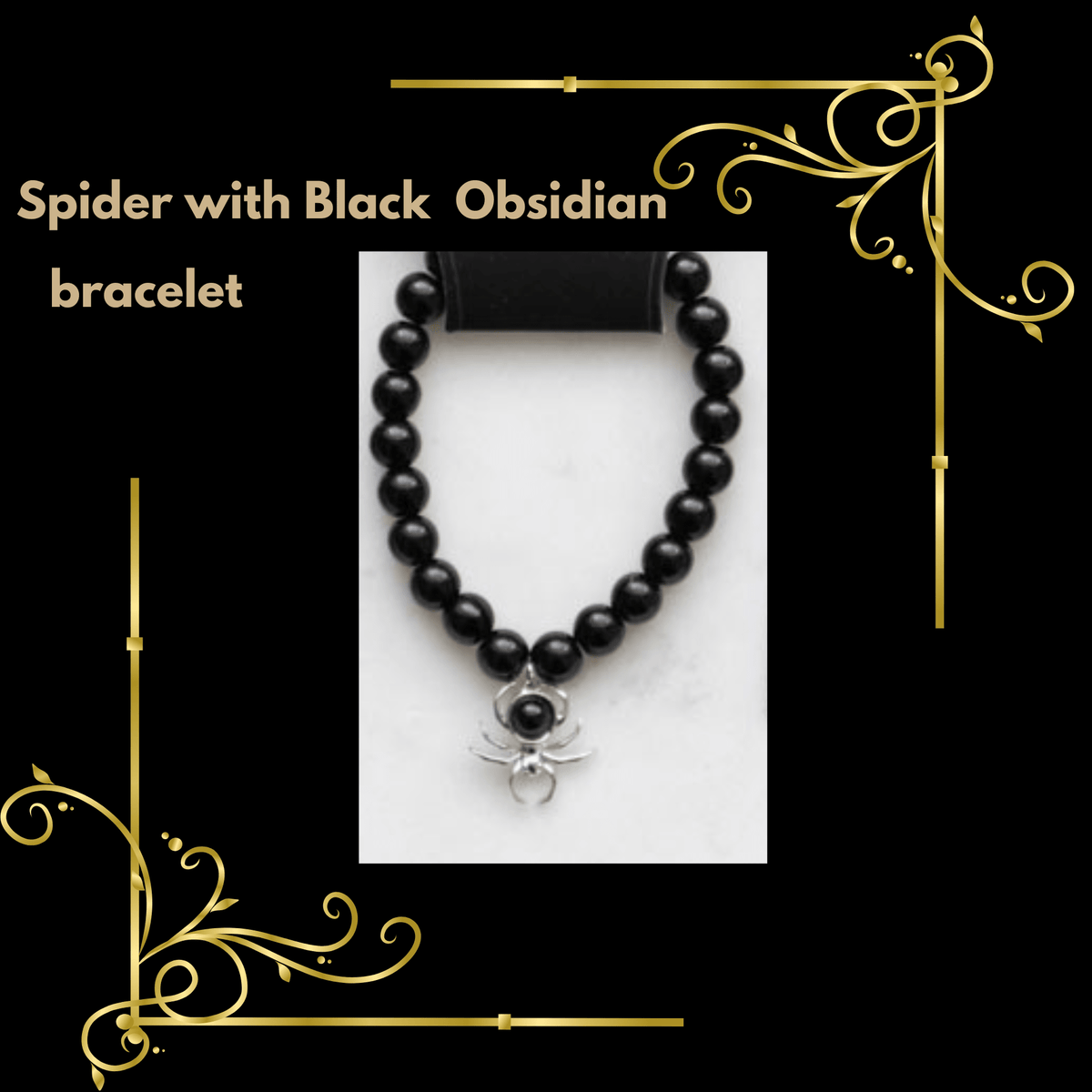 Black Obsidian Spider Jewelry Bracelet, Earrings, Necklace Jewelry - Gothic & Alternative Gift - Haunted