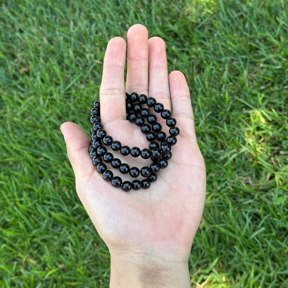 Black Onyx Crystal Bracelet - 8mm Crystal - Gothic & Alternative Gift - Haunted