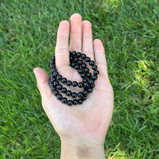 Black Onyx Crystal Bracelet - 8mm Crystal - Gothic & Alternative Gift - Haunted