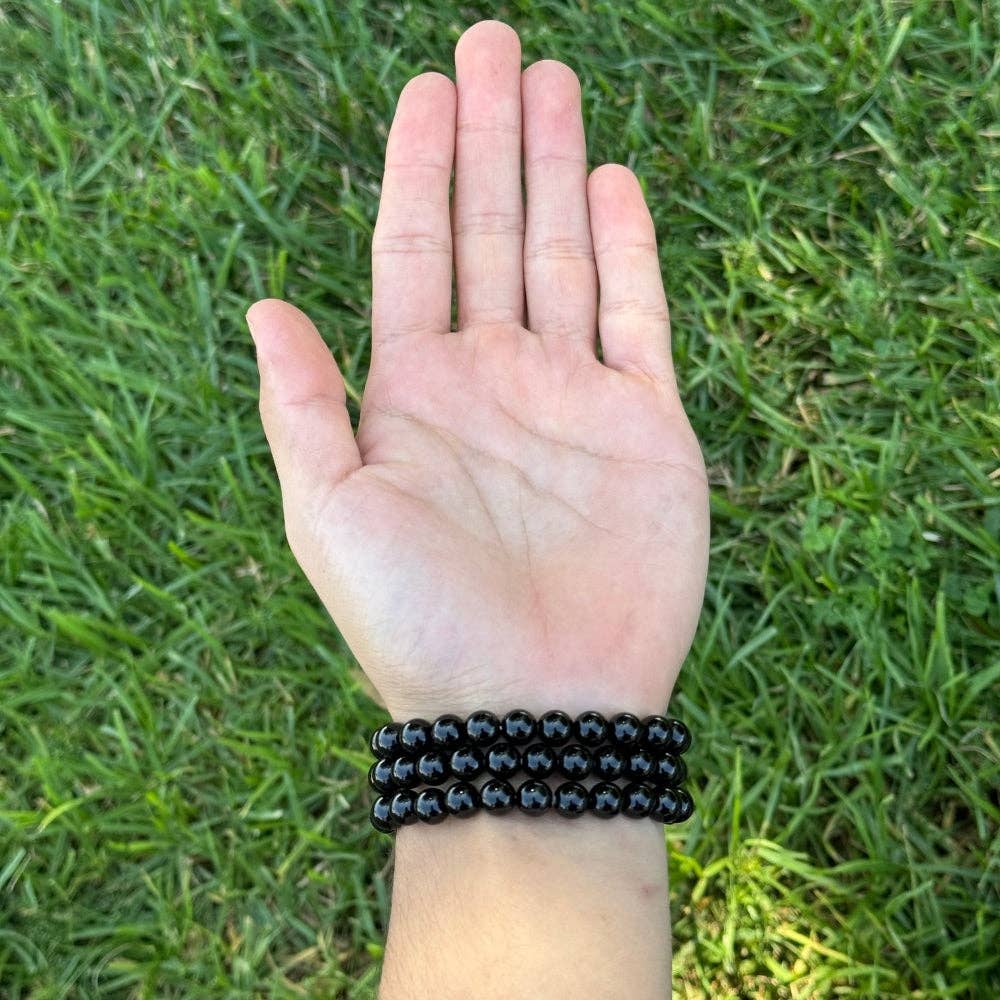 Black Onyx Crystal Bracelet - 8mm Crystal - Gothic & Alternative Gift - Haunted