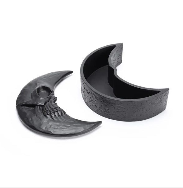 Black Skull Moon Trinket & Jewelry Box Home Decor - Gothic & Alternative Gift - Haunted