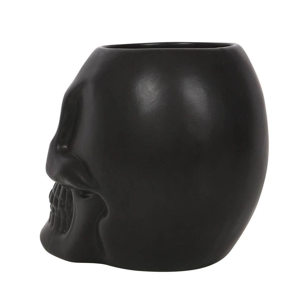 Black Skull Plant Pot Garden Decor - Gothic & Alternative Gift - Haunted