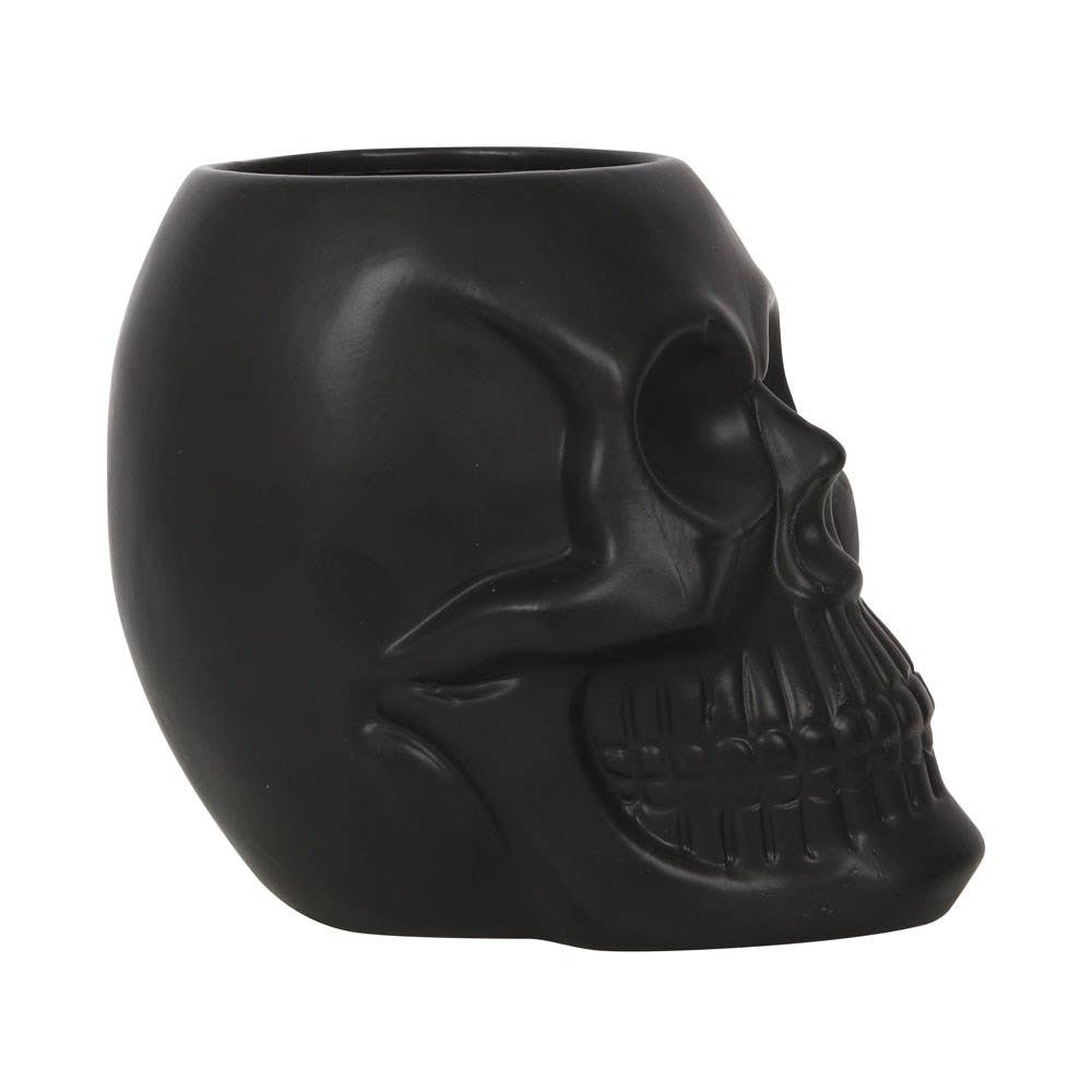 Black Skull Plant Pot Garden Decor - Gothic & Alternative Gift - Haunted