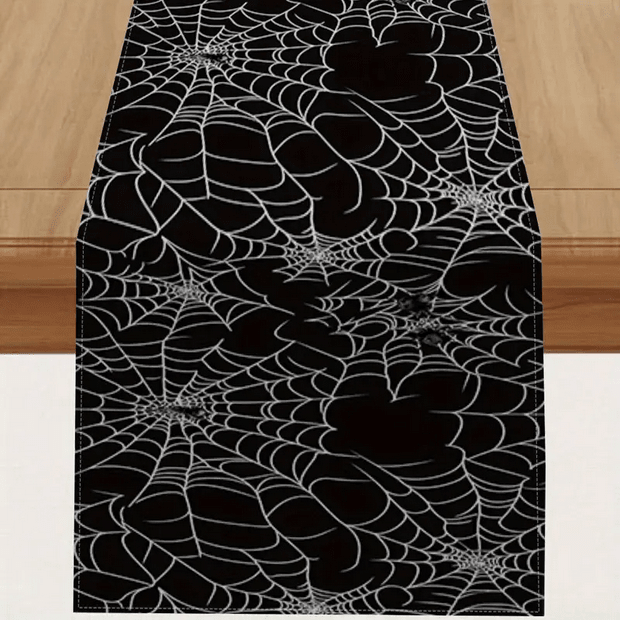 Black Spider Web Halloween Gothic Table Runner Tableware - Gothic & Alternative Gift - Haunted