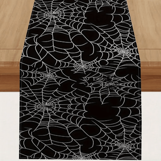 Black Spider Web Halloween Gothic Table Runner Tableware - Gothic & Alternative Gift - Haunted