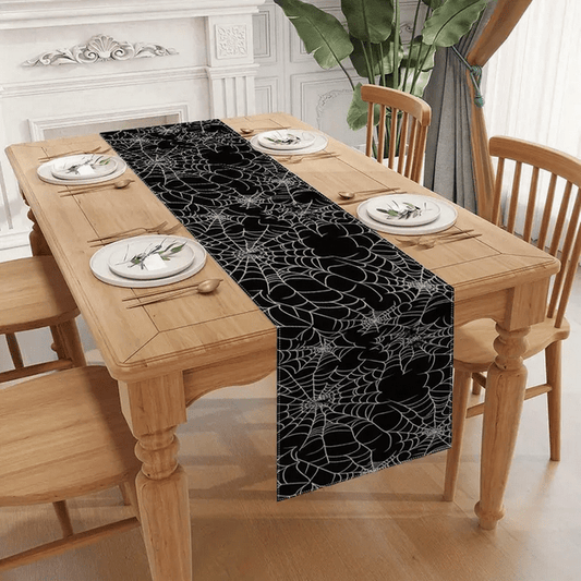 Black Spider Web Halloween Gothic Table Runner Tableware - Gothic & Alternative Gift - Haunted