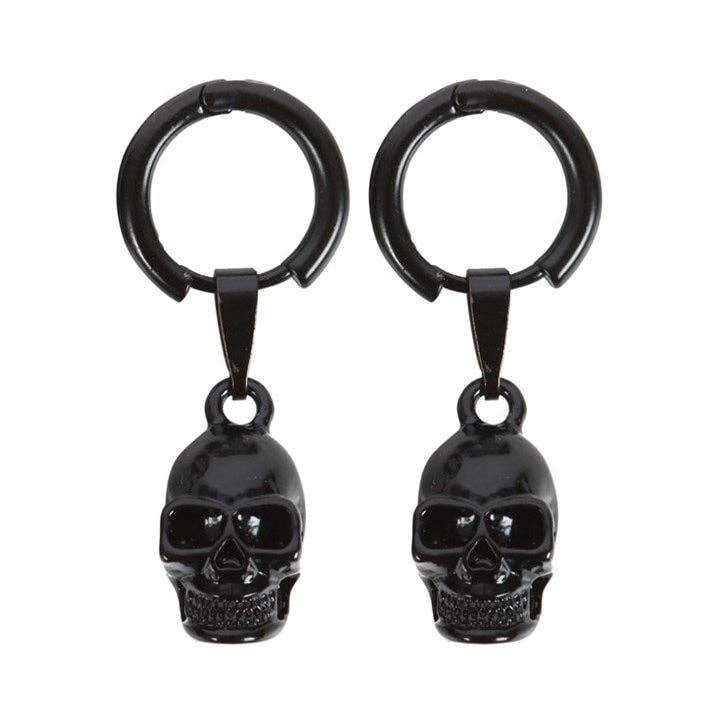 Black Stainless Steel Skull Earrings Jewelry - Gothic & Alternative Gift - Haunted