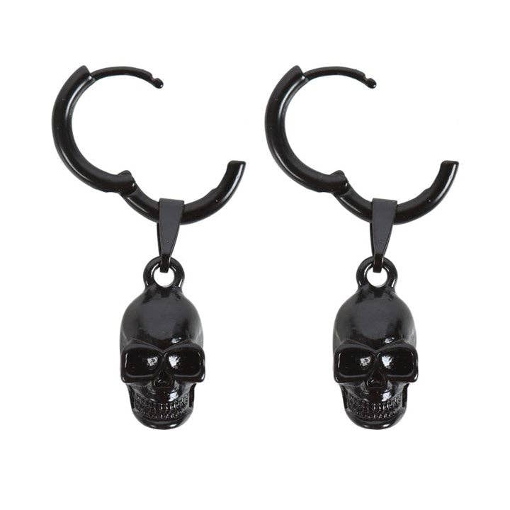 Black Stainless Steel Skull Earrings Jewelry - Gothic & Alternative Gift - Haunted