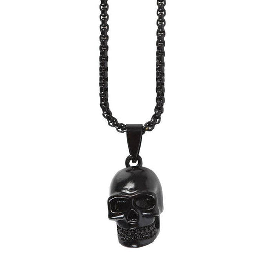 Black Stainless Steel Skull Necklace Jewelry - Gothic & Alternative Gift - Haunted
