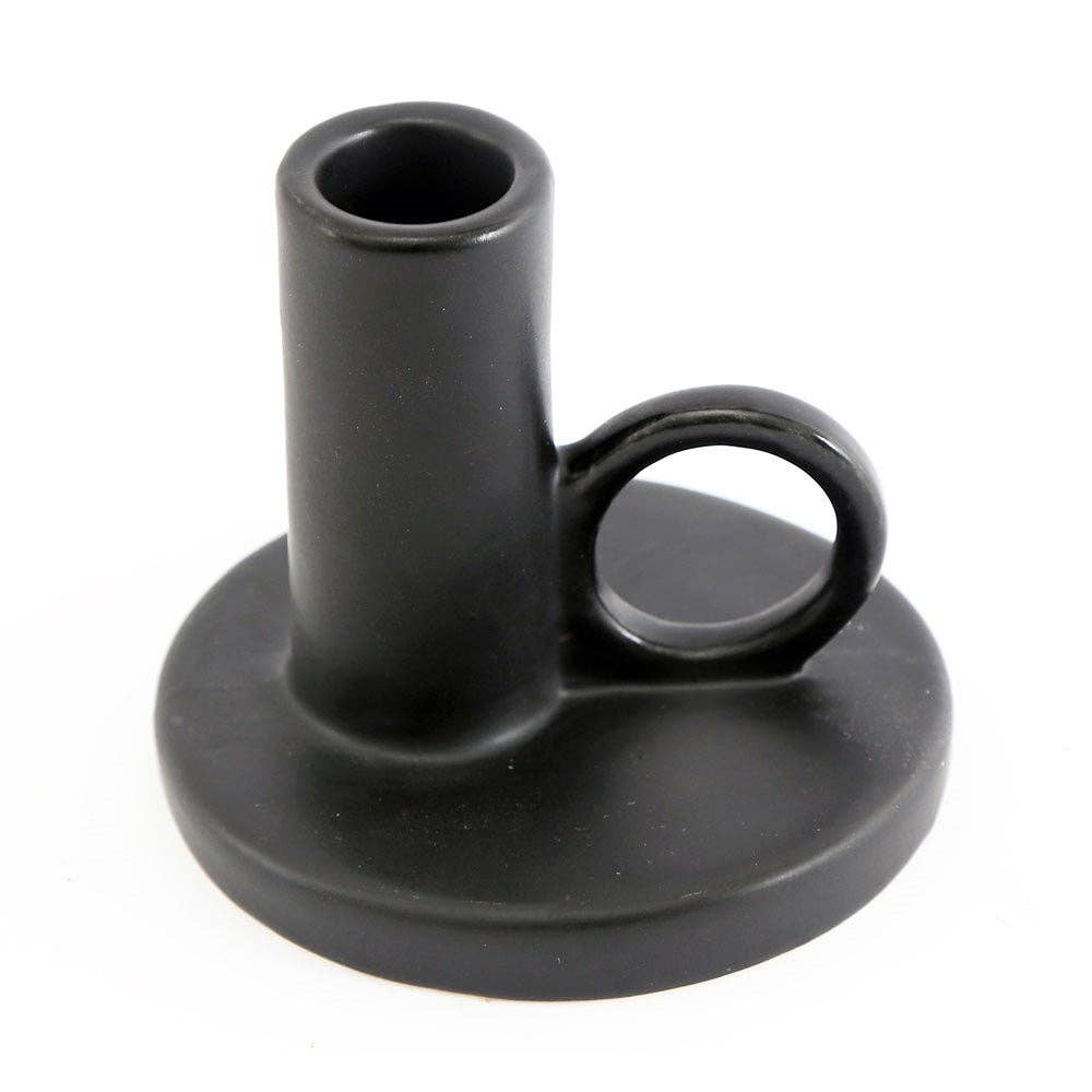 Black Stoneware Candle Stick Holder Candle holders - Gothic & Alternative Gift - Haunted