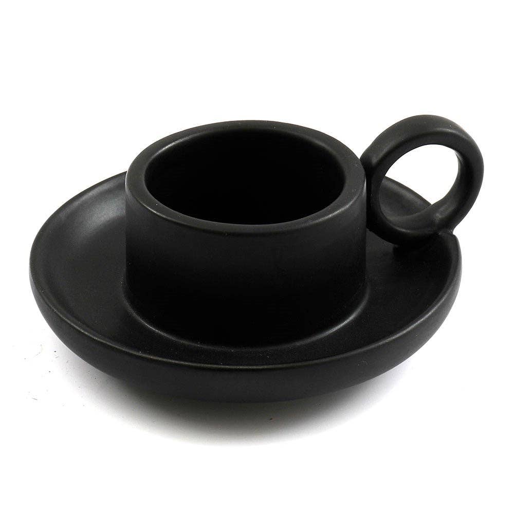 Black Stoneware Tealight Candle Holder Candle holders - Gothic & Alternative Gift - Haunted