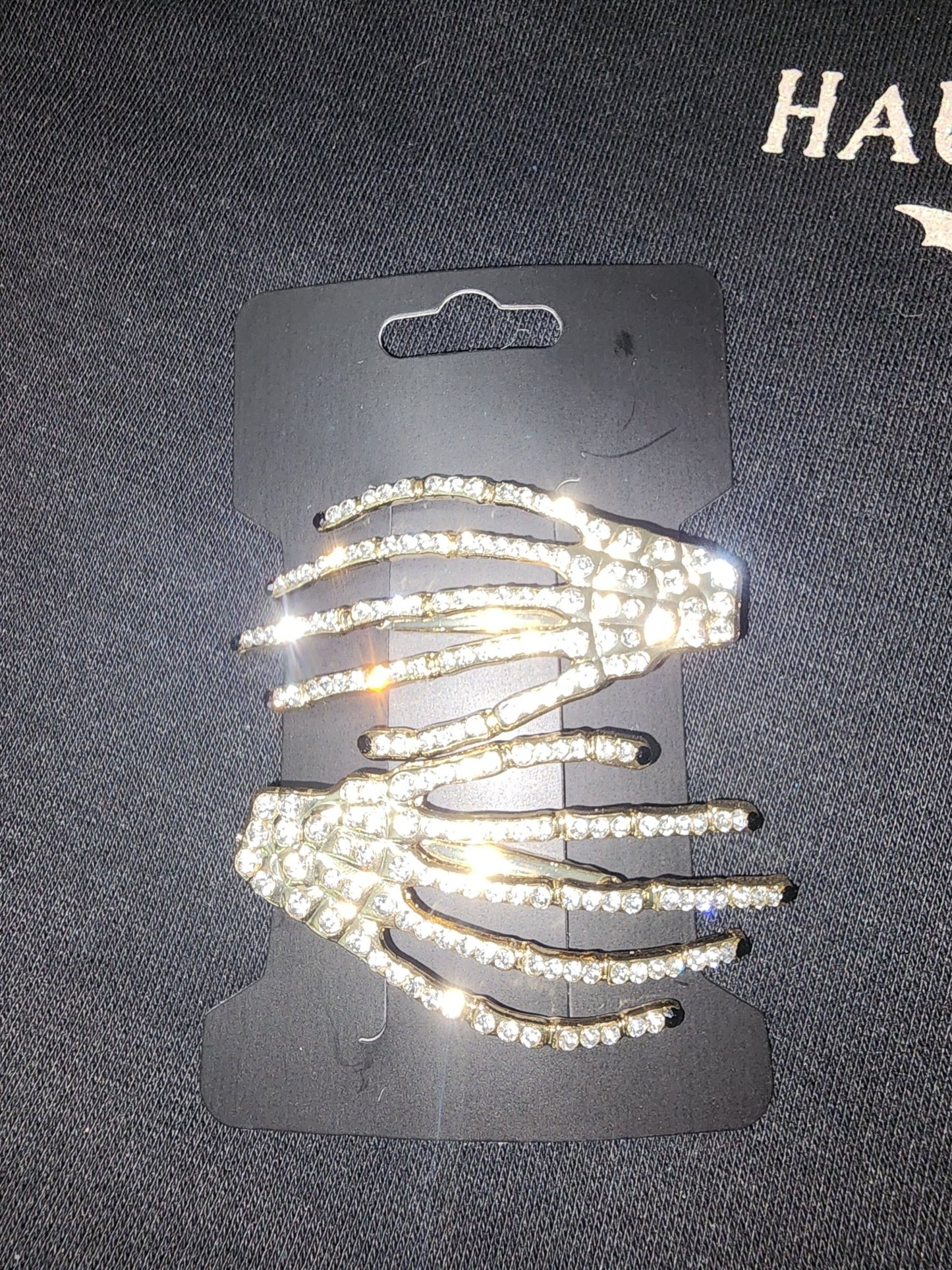 Bling Skeleton Hand Shaped Hair Clip Barrette Accessories - Gothic & Alternative Gift - Haunted