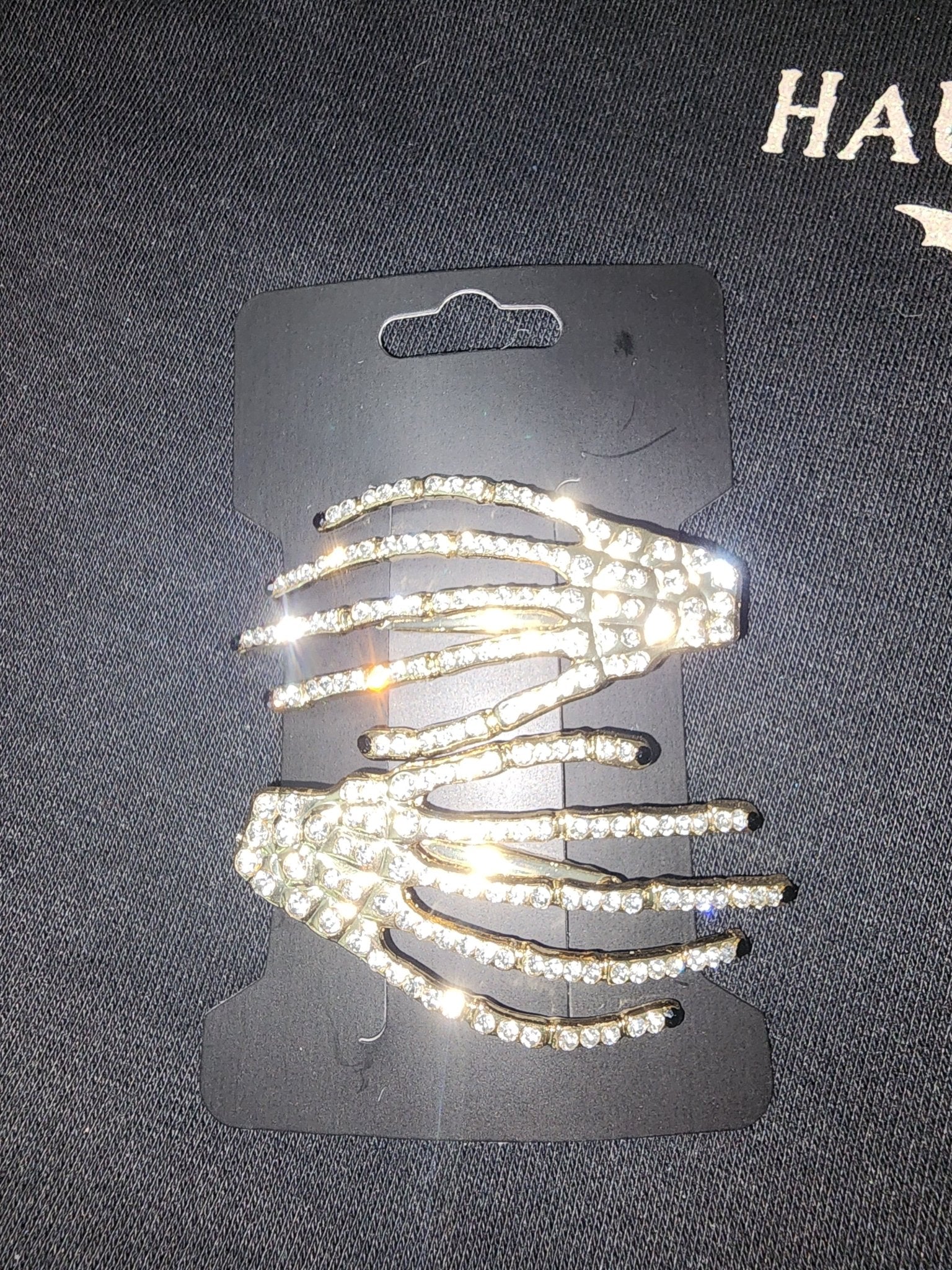 Bling Skeleton Hand Shaped Hair Clip Barrette Accessories - Gothic & Alternative Gift - Haunted