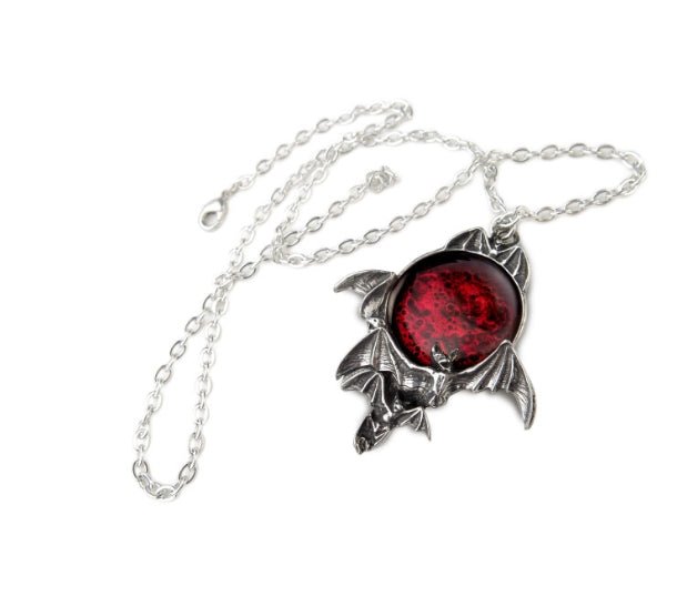 Blood Moon Bat Pendant Necklace Jewelry - Gothic & Alternative Gift - Haunted