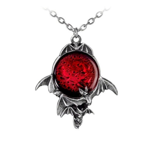 Blood Moon Bat Pendant Necklace Jewelry - Gothic & Alternative Gift - Haunted