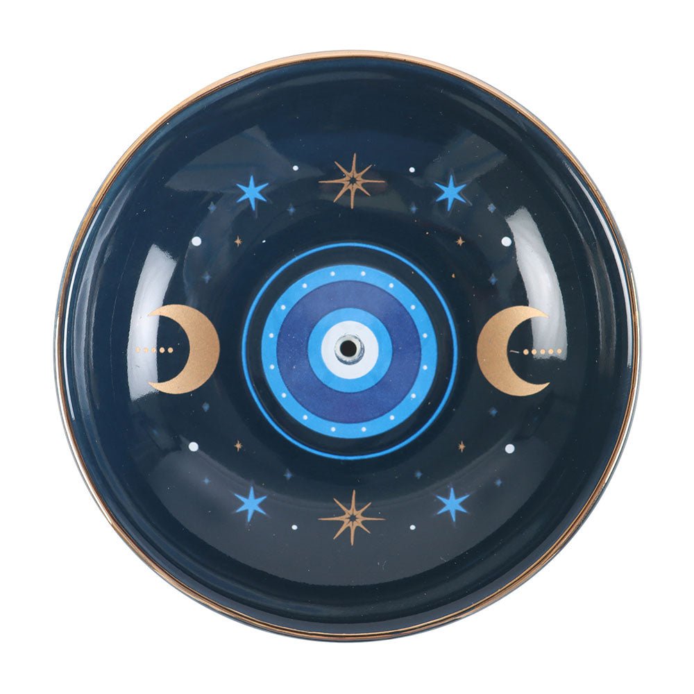 Blue All Seeing Eye Incense Stick Holder Burner Plate Dish Incense - Gothic & Alternative Gift - Haunted