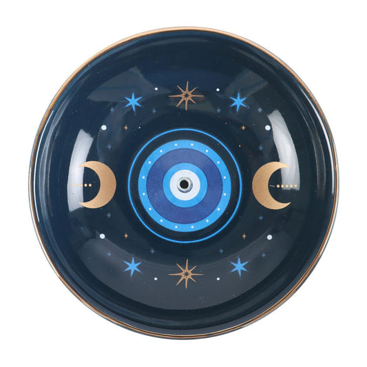 Blue All Seeing Eye Incense Stick Holder Burner Plate Dish Incense - Gothic & Alternative Gift - Haunted