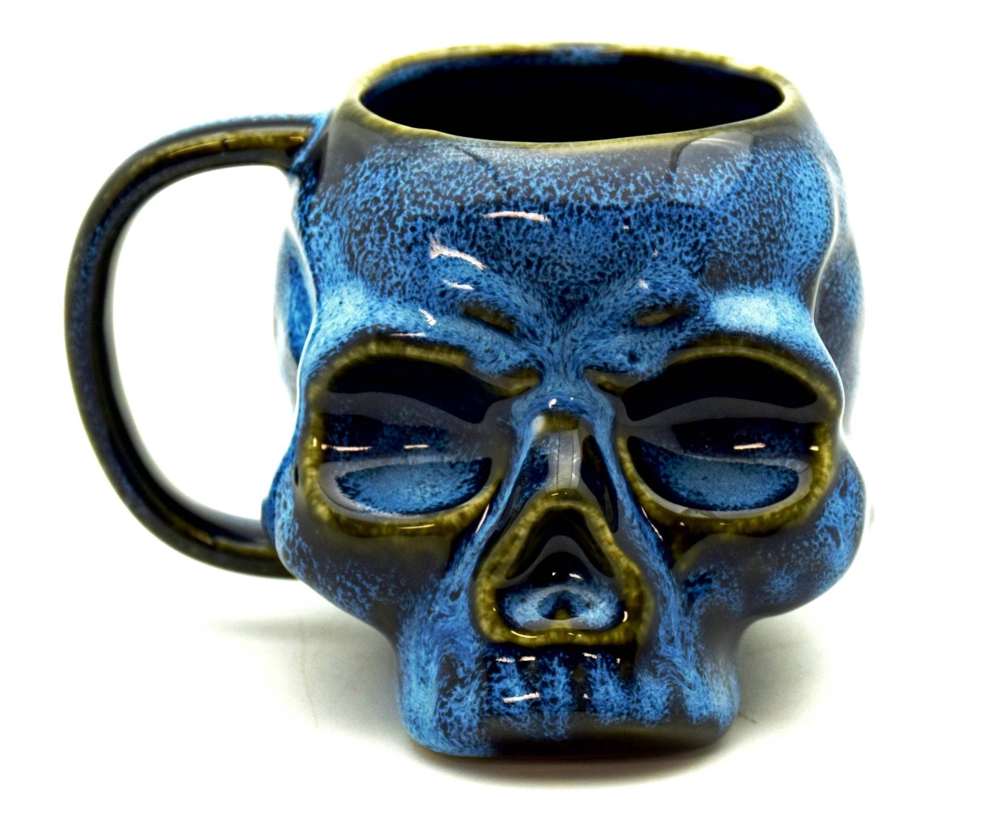 Blue Glazed Skull Mug Drinkware - Gothic & Alternative Gift - Haunted