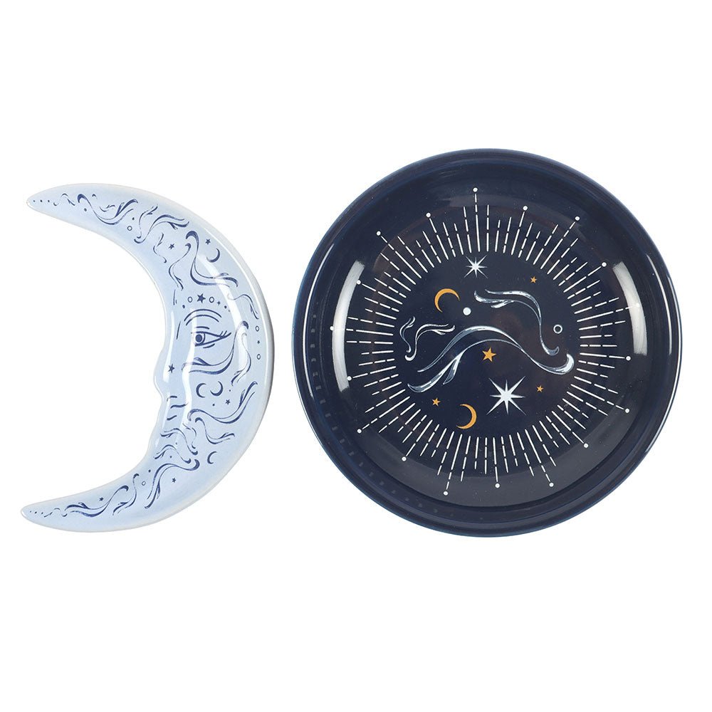 Blue Moon Stacking Trinket Dish Two Moons Celestial Jewelry - Gothic & Alternative Gift - Haunted