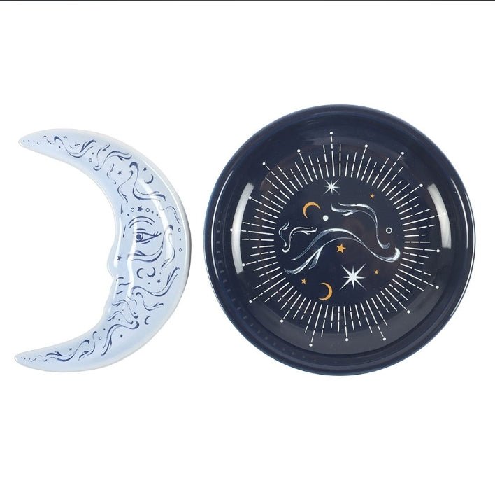 Blue Moon Stacking Trinket Dish Two Moons Celestial Jewelry - Gothic & Alternative Gift - Haunted