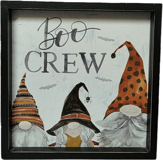 BOO Crew Gnome Wood Sign - Gothic & Alternative Gift - Haunted