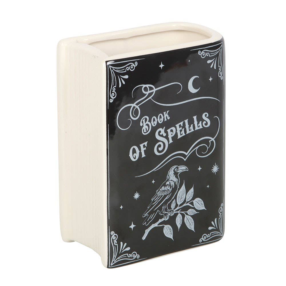 Book of Spells Book Shaped Ceramic Vase Plant Pot Garden Decor - Gothic & Alternative Gift - Haunted