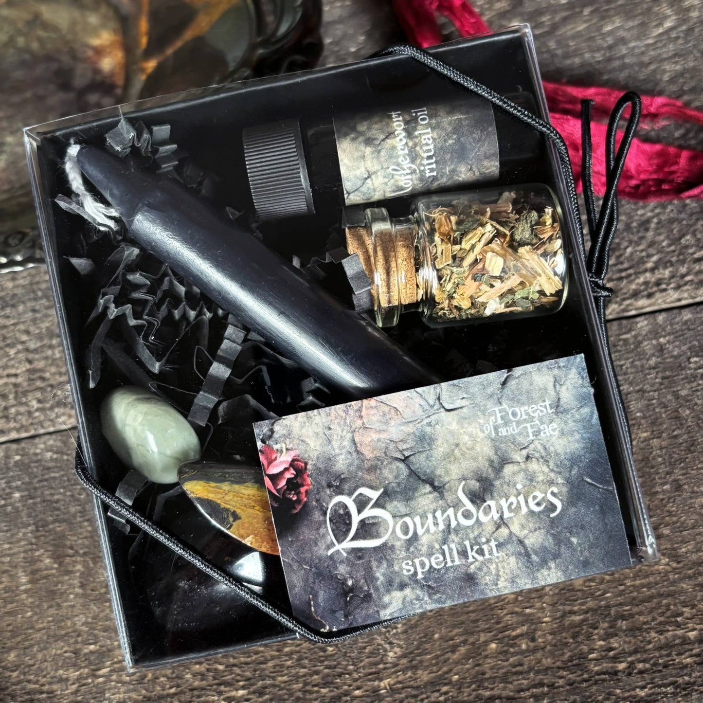 Boundaries Spell Kit • Witchcraft Protection & Sacred Space Crystals - Gothic & Alternative Gift - Haunted