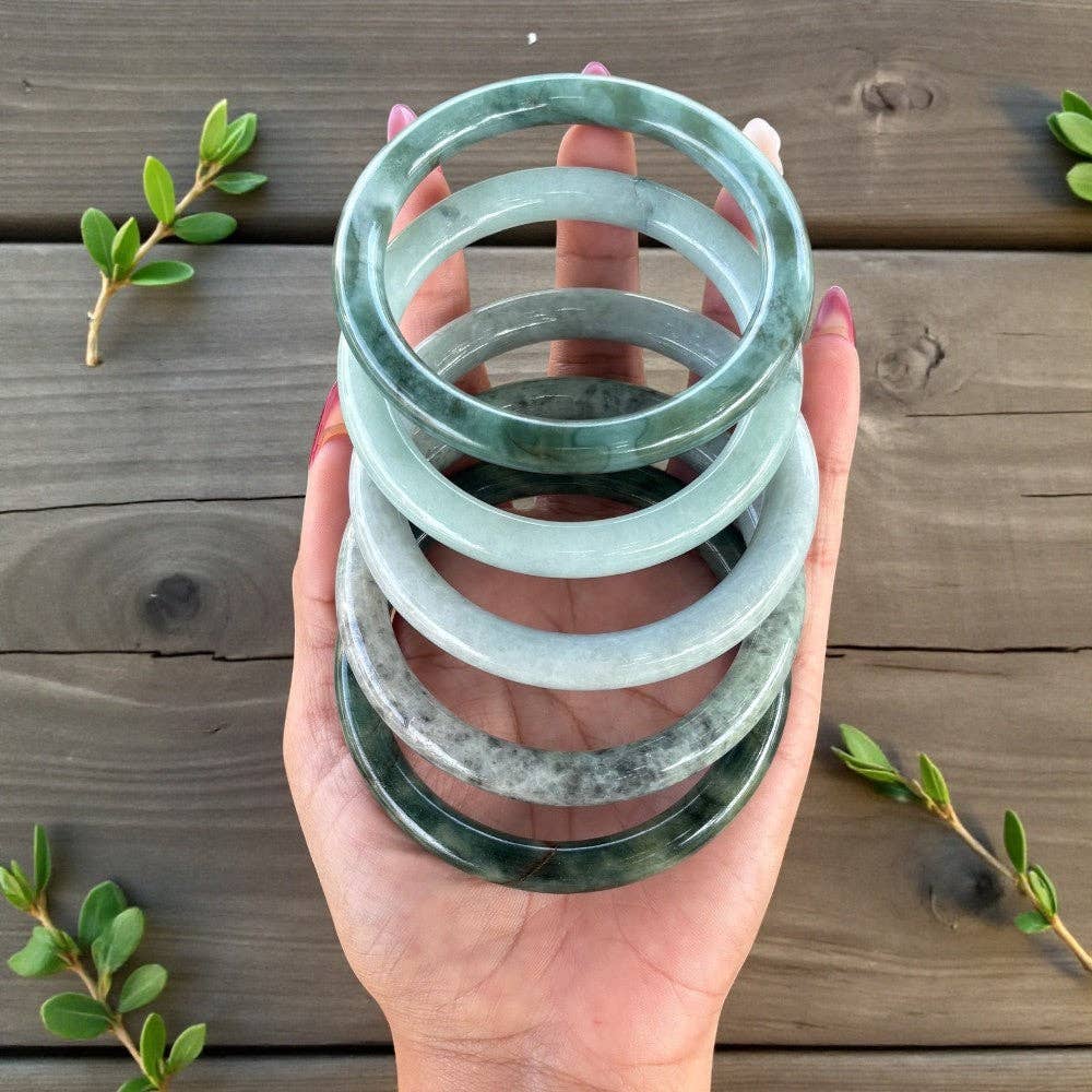 Burmese Jade Bangle Bracelet Crystals - Gothic & Alternative Gift - Haunted