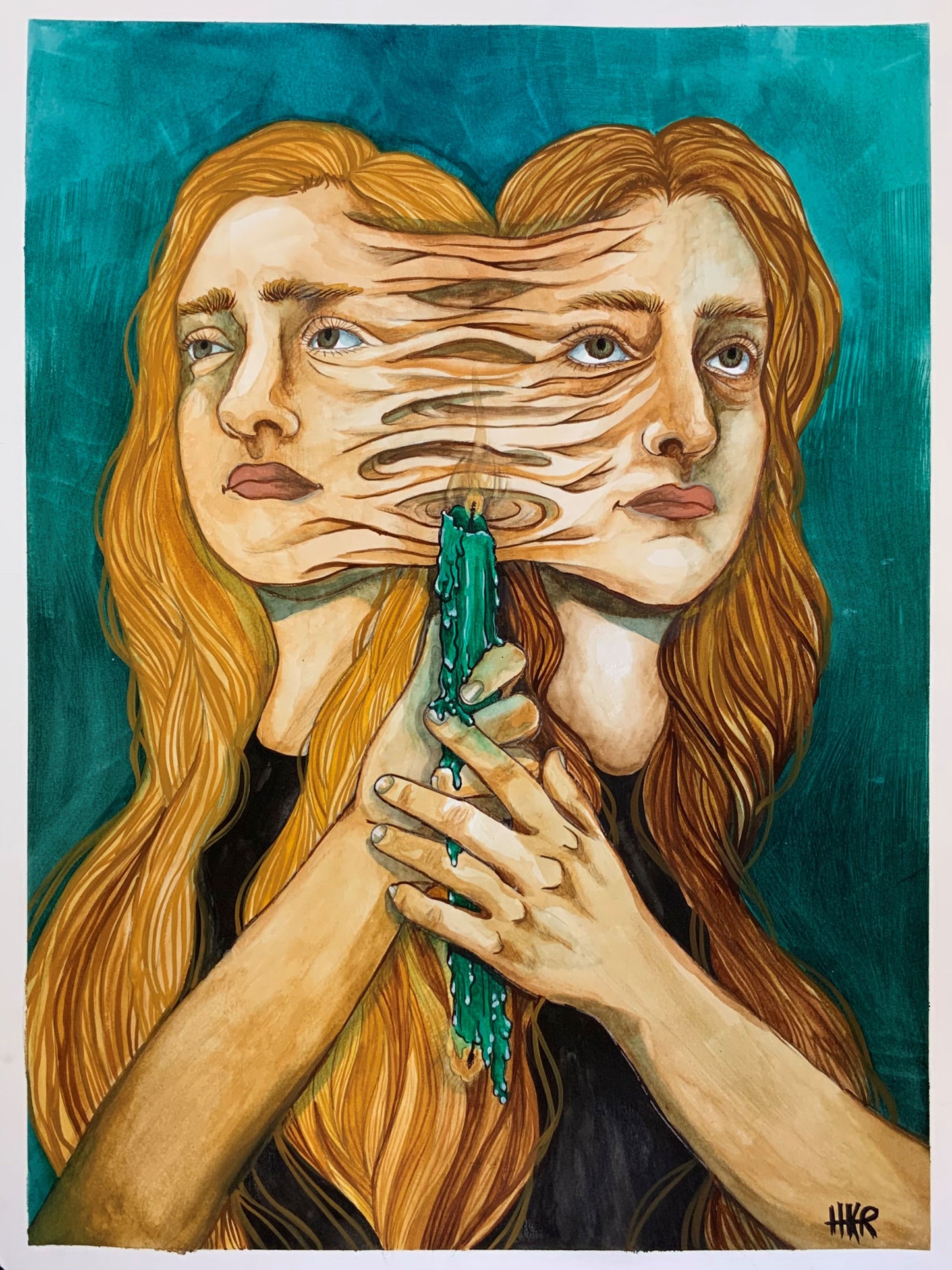 Burning original Watercolor Painting by HKR