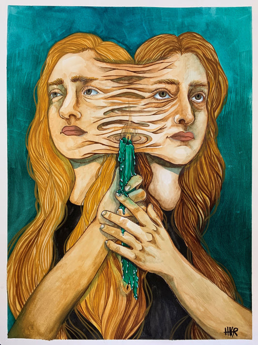 Burning original Watercolor Painting by HKR