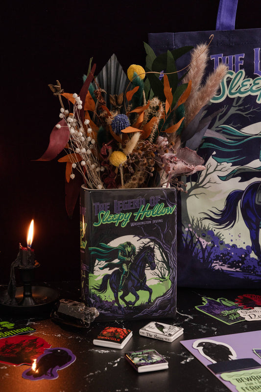 Large Book Shaped Vase, Sleepy Hollow Headless Horseman