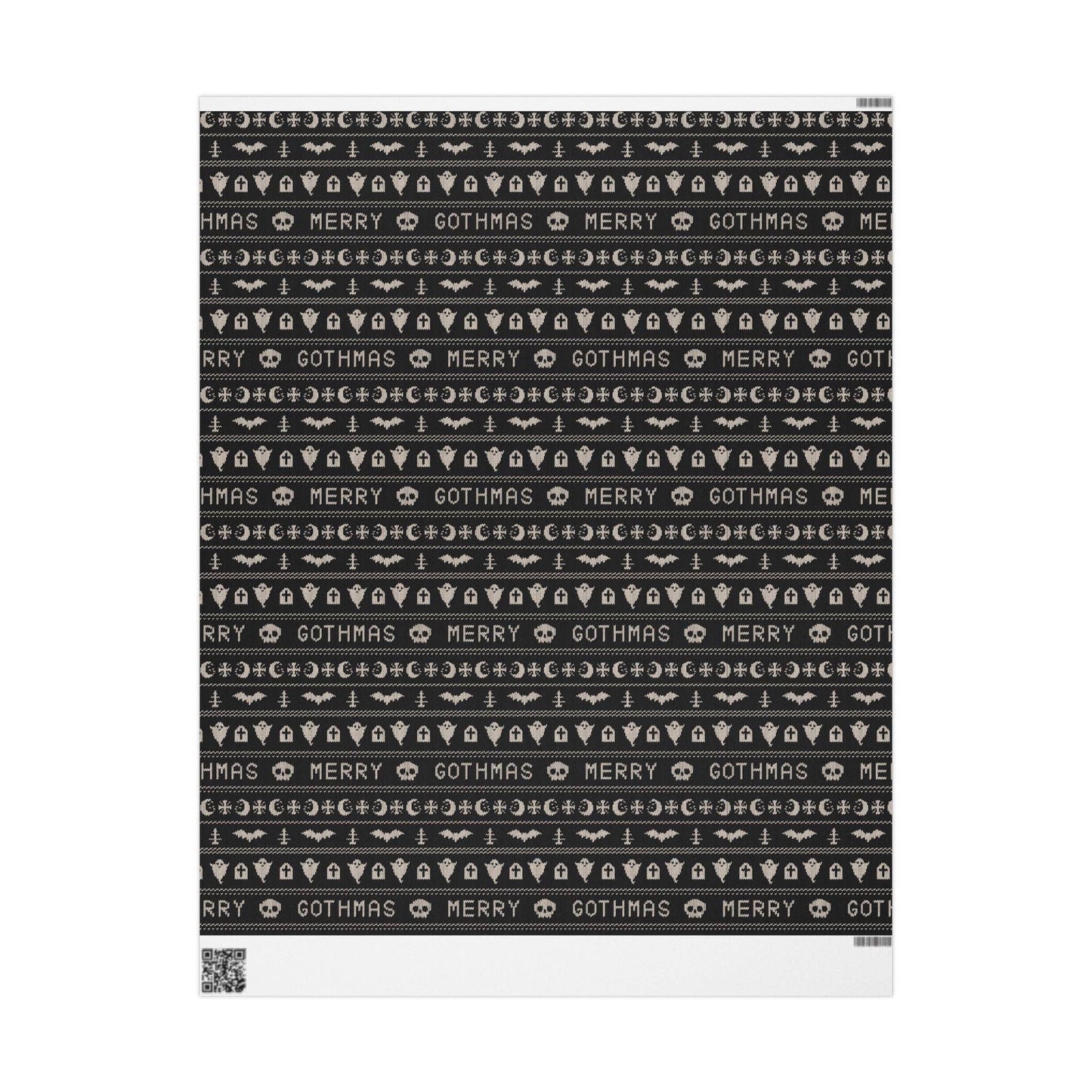 Merry Gothmas Black Spooky Gift Wrapping Paper Roll