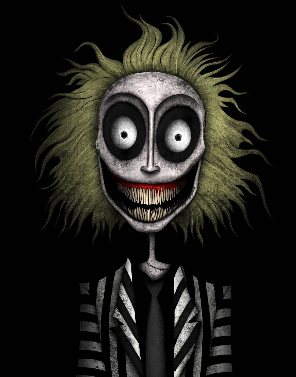 Beetlejuice Signed Framed Art Print by Creeptoons, 11x14